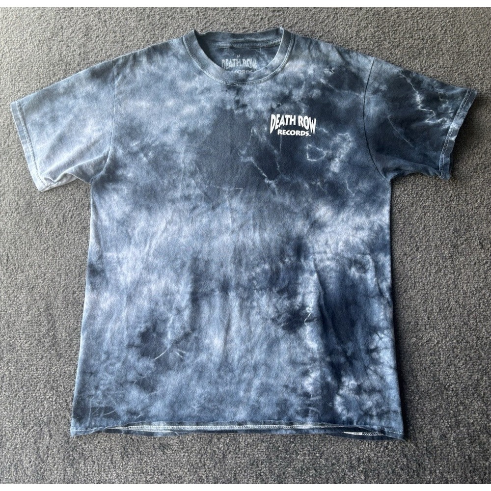 Death Row Records Logo Tie dye blue T shirt medium Double Sided Ripple Junction